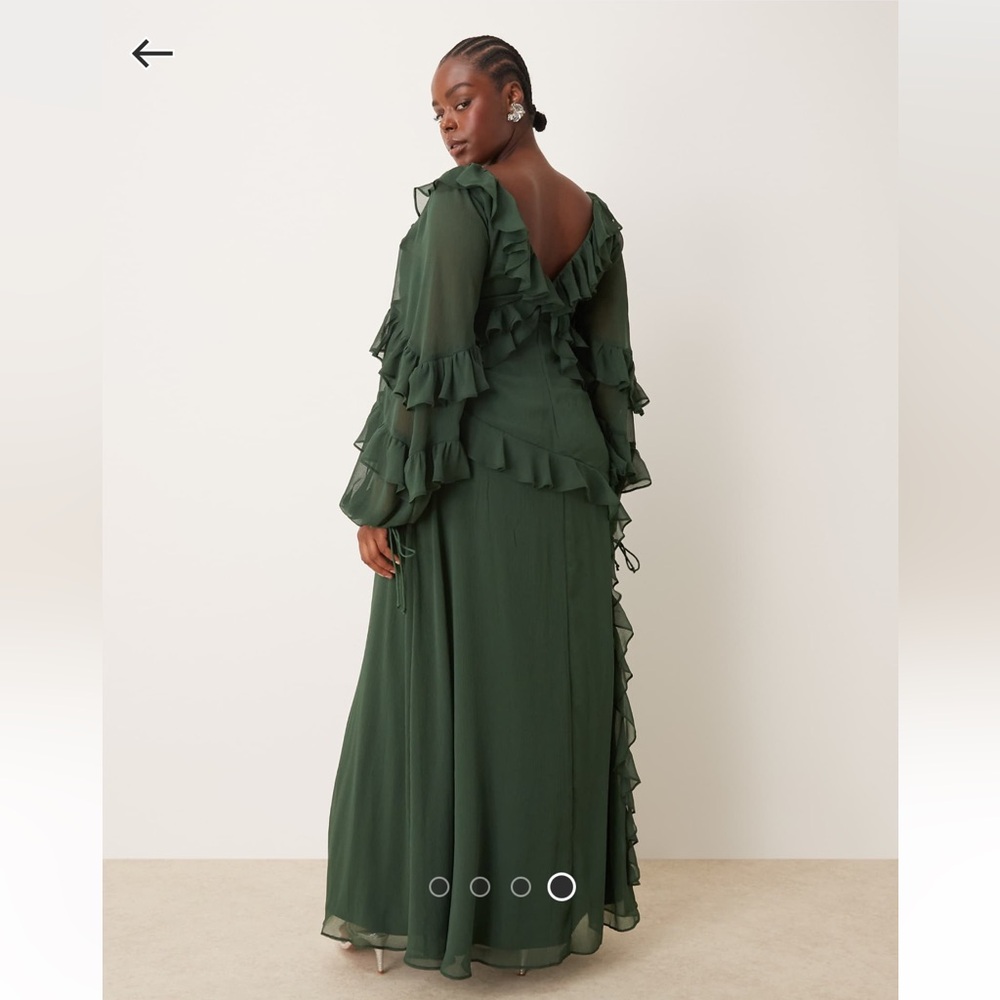 ASOS Curve Green Ruffle Maxi Dress - Picture 2 of 4